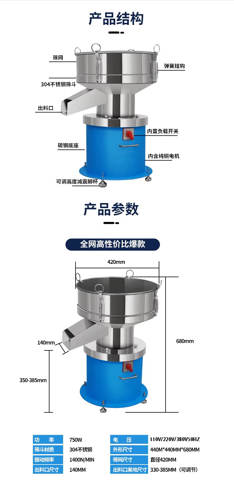 Walton Tb-430 Stainless Steel Powder Vibrating Screen - Soy Milk Filter