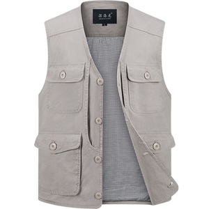 
Button-style horse clip daddy pure cotton top middle-aged and elderly men multi-pocket fishing vest grandpa vest vest