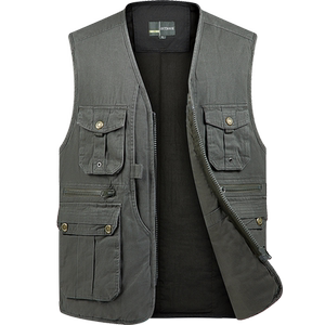 
Pure cotton and cotton thickened winter vest men's multi-pocket vest middle-aged and elderly warm vest dad work vest