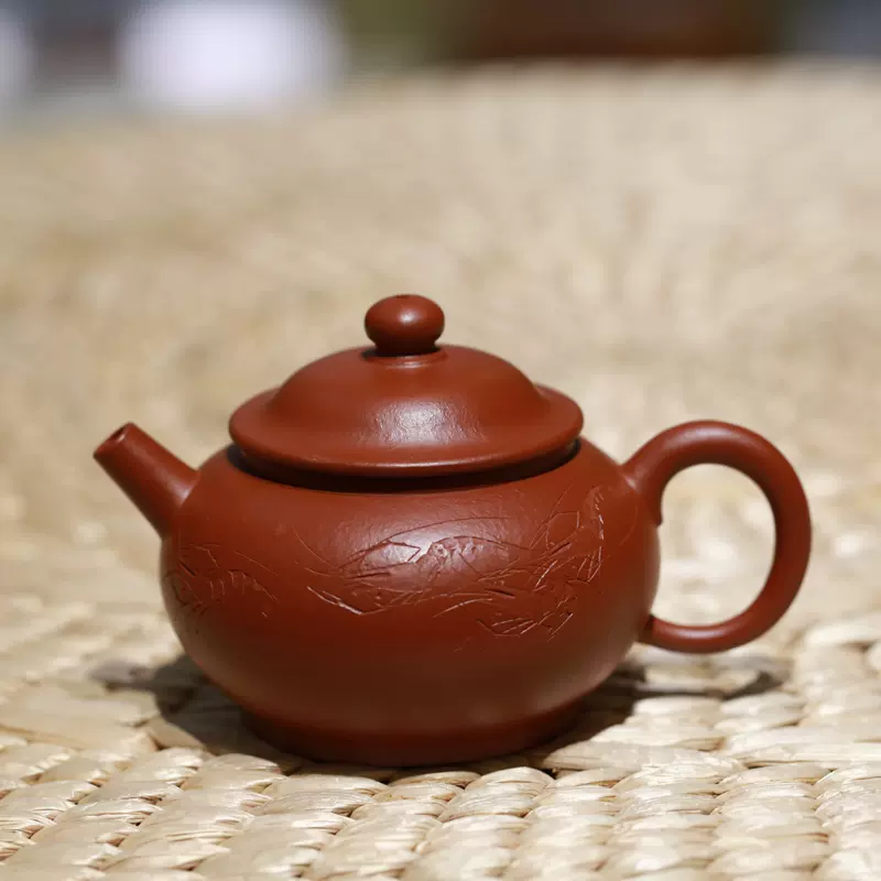 中国茶壺 煎茶 紫砂壺 黃龍山大紅袍 朱泥小品 もぎ取っ