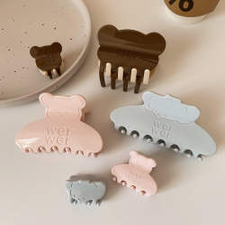 Cute Bear Cream Pink Large Claw Clip Sweet Girl Hairpin Shark Clip Back of Head Hair Clip New Hair Accessory