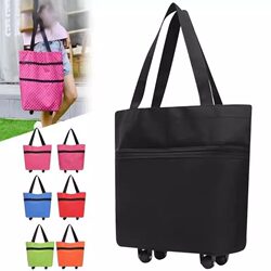 Trolley Bag Foldable Shopping Bag with Wheels Eco-Friendly Bag Portable Large Capacity Supermarket Grocery Cart Small Pull Cart for Home