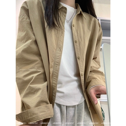 2025 Spring and Autumn Pure Cotton Vintage Shirt for Female Students, Layering Top, Loose and Versatile Long-Sleeved Shirt, Thin Jacket