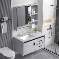 Thickened Aluminum Alloy Washbasin Cabinet Set Bathroom Vanity Cabinet with Integrated Ceramic Washbasin Sink Bathroom Cabinet
