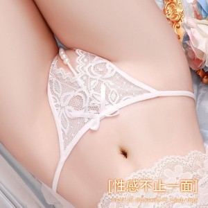 Underwear for women, nylon lace Tt pants, thong open crotch, large size, small beads, massage, low waist, sexy, pure lust temptation