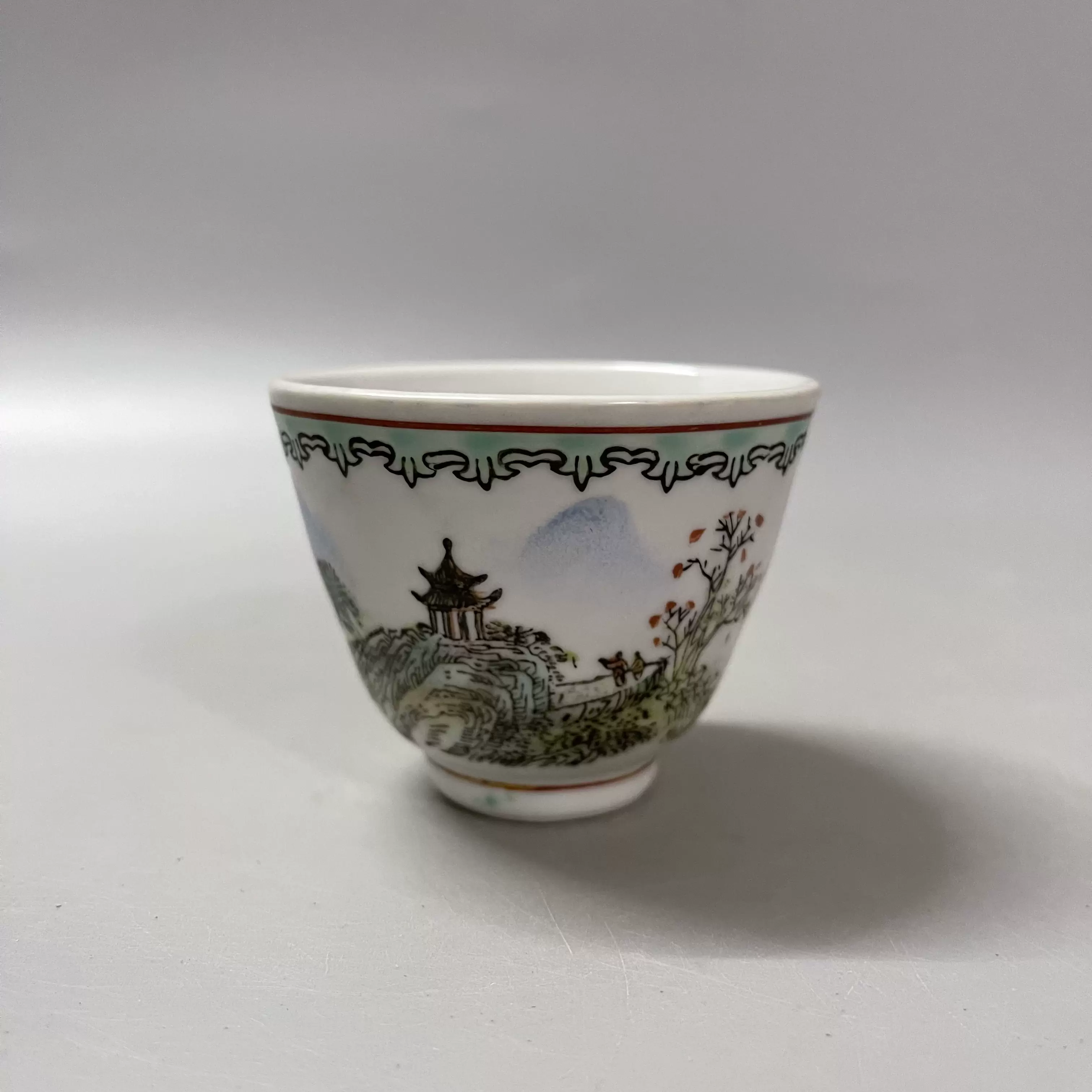 陶芸中国　民国　江西映月軒品　粉彩　漢詩花鳥文　急須　C　R2136