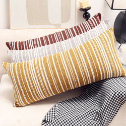 Red Striped Cushion Pillowcase Long Side Sleeping Pillow Lumbar Pillow Living Room Sofa Back Cushion Rectangular Lumbar Support