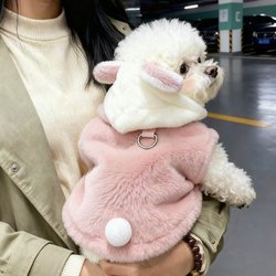 Dog Clothes for Autumn and Winter, New Warm Fleece Jacket with Hood for Bichon, Teddy, Kittens, Pet Vest with Extra Fleece and Thickened
