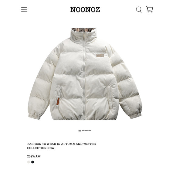 
NOONOZ winter American label stand-up coat thickened cotton coat men's unisex trend brand warm couple cotton coat
