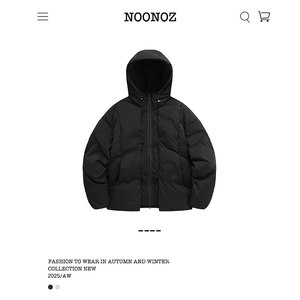
NOONOZ deconstructs solid color commuting trendy brand American hooded cotton coat for men in winter unisex warm couple's cotton coat