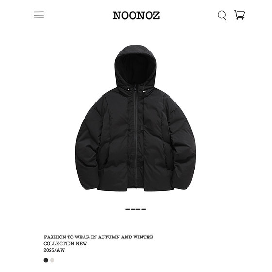 
NOONOZ deconstructs solid color commuting trendy brand American hooded cotton coat for men in winter unisex warm couple's cotton coat