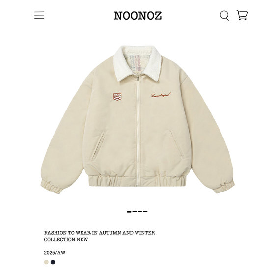 
NOONOZ double-sided plaid suede cotton-padded jacket for men in winter fashion brand American unisex style warm couple cotton-padded jacket