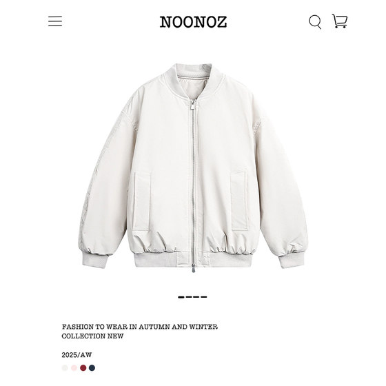 
NOONOZ American solid color commuter bomber jacket cotton coat men's winter unisex trend brand versatile couple cotton coat