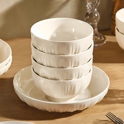 Shunxiang Ceramic Bowl and Plate Set for Home Use, Simple and Modern, 10-Piece Set of Underglaze Colored Bowls and Plates, High-End Tableware