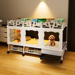 Dog Cage for Small Dogs with Integrated Toilet, One Bedroom, One Bathroom, One Living Room, Puppy Villa for Home Indoor Use