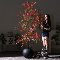 Simulated Green Plant, Nandina Bamboo Potted Plant, High-End Bionic Plant, Light Luxury Indoor Living Room Large Floor-Standing Decoration, Artificial Tree