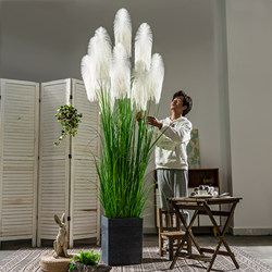 Large 2026 Reed Grass Artificial Flower Fake Tree Green Plant Bionic Fake Flower Floor Plant Potted Decoration Living Room Decoration