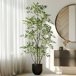 High-End Artificial Plant, Nandina Bamboo Floor-Standing Potted Plant, Fake Flower Tree, Indoor Large-Scale Simulated Green Plant, Fake Tree for Living Room Landscaping