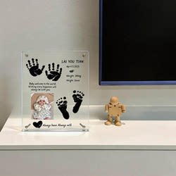 Baby's Hand, Foot, and Footprint Full Moon Commemorative Baby's 100Th Day Birthday Transparent Photo Frame Newborn Lanugo Hair High-End Display Board