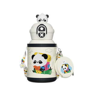 
Insulated cup double drinking children's kettle portable direct drinking water cup for students going to school special panda straw cup for boys with lettering