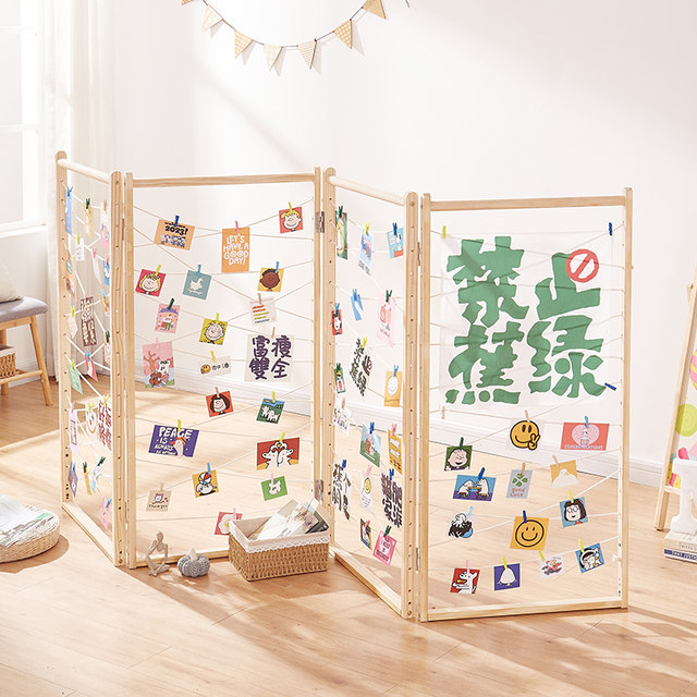 Screen partition mobile folding screen photo display rack photo wall ...