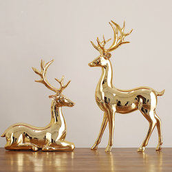 Golden Elk Tv Cabinet Ornament Modern Light Luxury Home Decoration Living Room Electroplating Craft Wine Cabinet Golden Deer Decoration