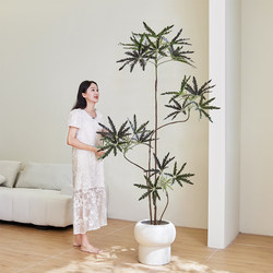 Simulated Green Plant Peacock Tree, High-End Light Luxury Indoor Living Room Floor-Standing Artificial Plant, Wabi-Sabi Style, High-Class Decorative Piece