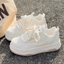 White Shoes for Women, Autumn and Winter Models, Women's Shoes 2025 New Popular Versatile Chic Shoes, Casual Sneakers, Thick-Soled Sports Shoes