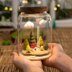 Aying Cream High-End Niche Micro Landscape Shoe Cabinet Ornament Glass Bottle Tap Light Mini Decoration Teacher Gift