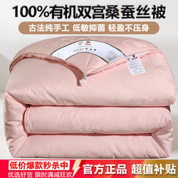 Authentic Silk Quilt 100% Mulberry Silk Summer Cooling Quilt Double Spring and Autumn Quilt Mother-Child Quilt All-Cotton Thickened Student Winter Quilt Core