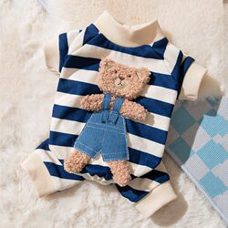 3D Bear and Puppy Clothes, Spring and Autumn Style, for Teddy, Bichon, Pomeranian, Small Dogs, Cats, Pet Four-Legged Home Wear
