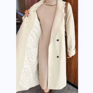 High-end suit woolen jacket for women mid-length 2025 new autumn and winter loose cotton thick cashmere coat