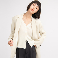 Small Silhouette Suit Su16 White Jade Color One Button Boyfriend Style Suit