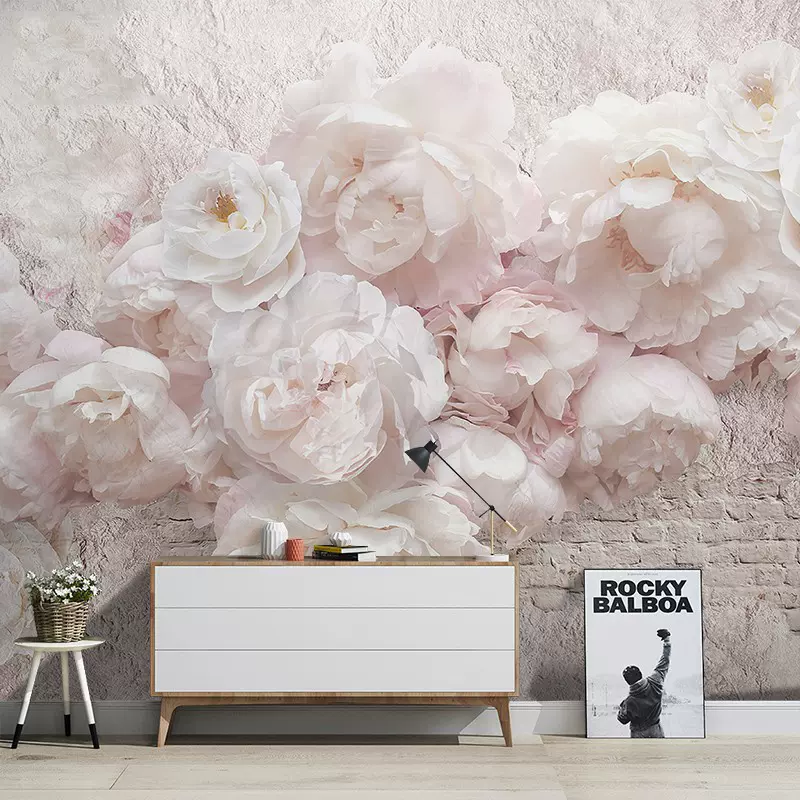 3d立體玫瑰花壁紙婚房婚慶主題壁紙粉色花朵臥室牀頭客廳