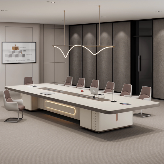
Conference room table and chair combination, light luxury, high-end sense, long table, smart, simple, modern, high-end, large-scale meeting and negotiation table