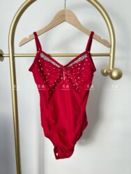 Gymnastics Leotard with Rhinestones, High-Cut Gymnastics Leotard, Dance Leotard