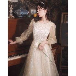 Evening Dress for Women 2025 New High-End Light Luxury Niche Birthday Party Art Exam Host Adult Dress with a Sense of Sophistication