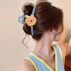 Cute Cartoon Bear Hair Clip for Women, High-End 2026 New Style, Large Shark Clip for Thick Hair, Hair Accessory