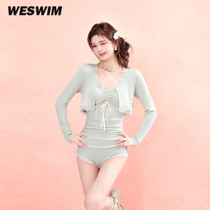 
Women's swimsuit one-piece bikini hot spring long-sleeved cover-up suit adult resort style seaside small breast pure desire