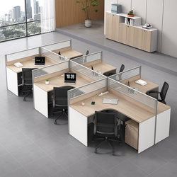 Office Tables and Chairs Simple Modern Single L-Shaped Corner with Screen 4-Person 2-Combination Staff Deck Workbench