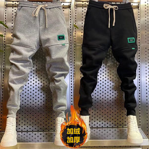 
Spring and Autumn trendy brand plus velvet casual pants for men, handsome winter 2024 new versatile leg-fitting sports pants