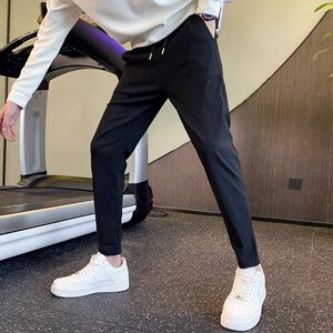 2026 New Fashion Trendy Stretch Overalls Men's Slim Pinskin Korean Style Versatile Spring and Autumn Casual Pants