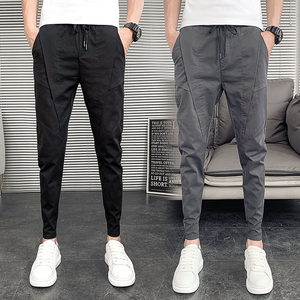 Plel of velvet autumn and winter slimming pants, men's trendy casual pants spirit guy, nine -point pants versatile pants