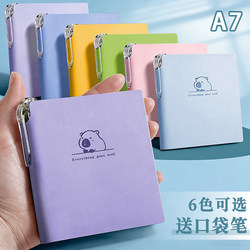 A7 Small Notebook Portable Notepad for Students to Carry Around Mini Pocket-Sized Simple Memo Book Small Record Notebook Thick Stationery Diary Small Notebook High Aesthetic Value