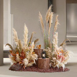 Reed Grass Artificial Flowers for Landscaping, Window Decoration, Dried Floral Art, Fake Green Plant Ornaments, Autumn and Winter Display Scene Arrangement
