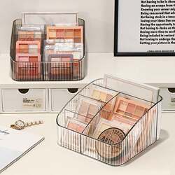Eyeshadow Storage Box, Transparent Acrylic Cosmetics Desktop Compartment Box, Sample Lipstick, Makeup Puff Storage Rack