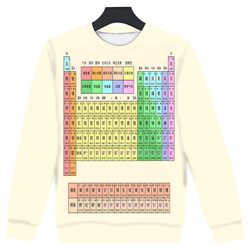 Personalized Creative Periodic Table 3D Printed Crew Neck Sweatshirt 2025 Autumn Niche Hoodless Men's High-End Sweatshirt
