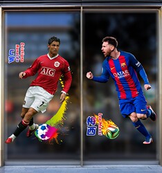 European Cup Football Star Wall Stickers Lottery Store Sports Goods Glass Decoration Static Cling Stickers World Cup