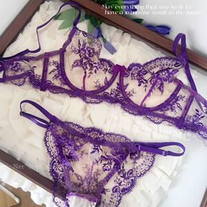
French lace embroidery underwear for women with big breasts, no steel ring, adjustable anti-sagging, no empty cup, side breast bra