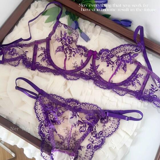 
French lace embroidery underwear for women with big breasts, no steel ring, adjustable anti-sagging, no empty cup, side breast bra